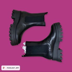 GB Down-Town Leather Chelsea Chunky Lug Sole Platform Booties